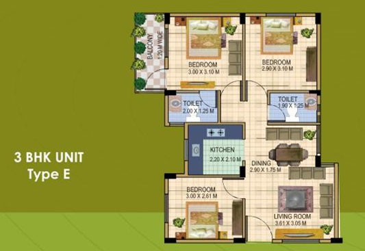 KB Eco City 3 BHK floorplan