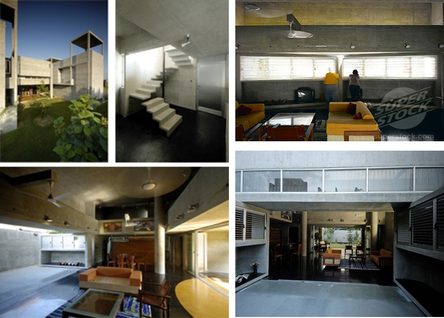 The footprint of the house makes an U form. the area enclosed in between the form of the U is used as the garden in front. The lobby has two concrete doors. The doors are though massive and strong but at the same time even a child can make them rotate along the pivoted edge. These concrete doors once open brings in the open to skyspace. This not only creates an uninterupted flow of air through the lobby but also gives a bigger and more spacious look to the house. The footprint of the house makes an U form. the area enclosed in between the form of the U is used as the garden in front. The lobby has two concrete doors. The doors are though massive and strong but at the same time even a child can make them rotate along the pivoted edge. These concrete doors once open brings in the open to skyspace. This not only creates an uninterupted flow of air through the lobby but also gives a bigger and more spacious look to the house.