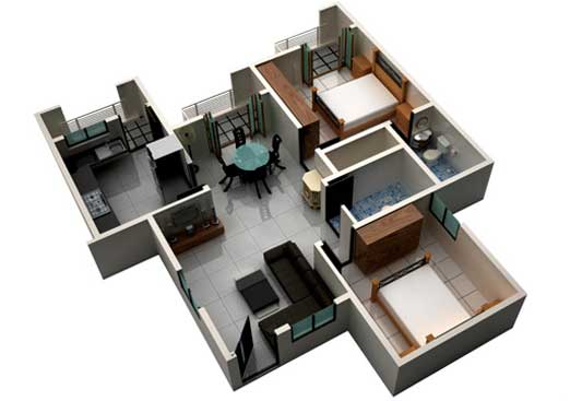 S2 Avantikaa Lifestyle 2 BHK Floor Plan