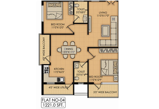Sindhu Amazon 2bhk floorplan